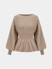 Knitted Peplum Top and Midi Skirt Set