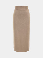 Knitted Peplum Top and Midi Skirt Set