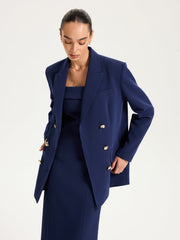 Metal Double-Breasted Oversized Blazer
