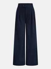 Corduroy Pleated Mid-Waist Wide-Leg Pants