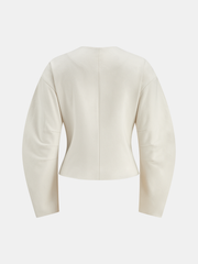 Metal Button Curved Sleeve Coat