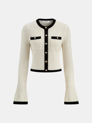 Contrast Trim Knitted Top and Mini Skirt Set
