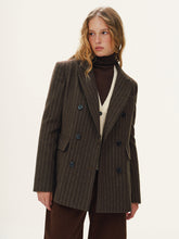 Wool-Blend Double-Breasted Striped Blazer