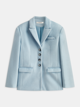 Lapel Button-Front Tweed Blazer