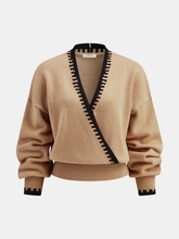 Contrast Stitch V-Neck Knit Sweater