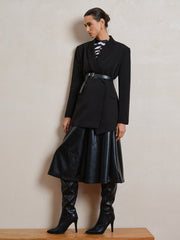 Belted Long Sleeve Lapel Blazer