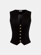 Button-Front Velvet Fitted Vest