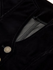 Button-Front Velvet Fitted Vest