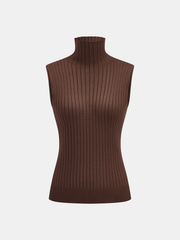 Three-Piece Knit Turtleneck Top Cardigan Pants Set