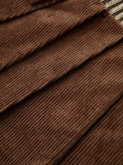 Belted Corduroy Pleated Mini Skirt with Knit Waistband