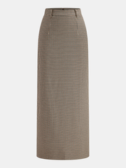 Houndstooth Midi Pencil Skirt