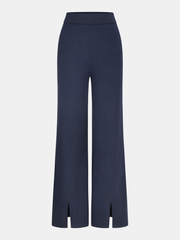 Knit V-Neck Cardigan and Slit Pants Set