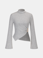 Ribbed Knit Top and Flared Pants Set