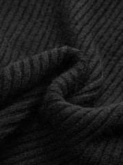 Stand Collar Asymmetric Button Ribbed Knit Top