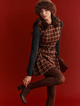 Belted Plaid Sleeveless Mini Dress