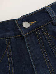 Mid-Waist Denim Curved-Leg Jeans