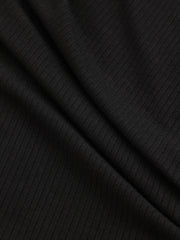 Side Button Asymmetric Lapel Ribbed Knit Top
