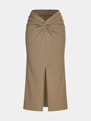 Knit Twisted Cropped Top and Skirt Set