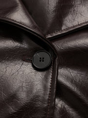 Belted Faux Leather Trench Coat