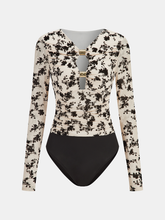 Metal Detail Floral Print Bodysuit