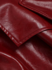 Belted Faux Leather Long Trench Coat