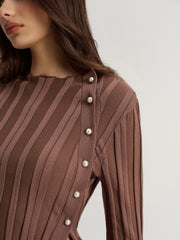 Side Button Knit Top and Midi Skirt Set