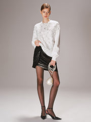 Sequined Ruched Mini Skirts