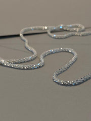 Rhinestone Decor Silver Plated Necklace