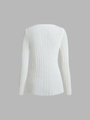 V-Neck Slit Knit Top