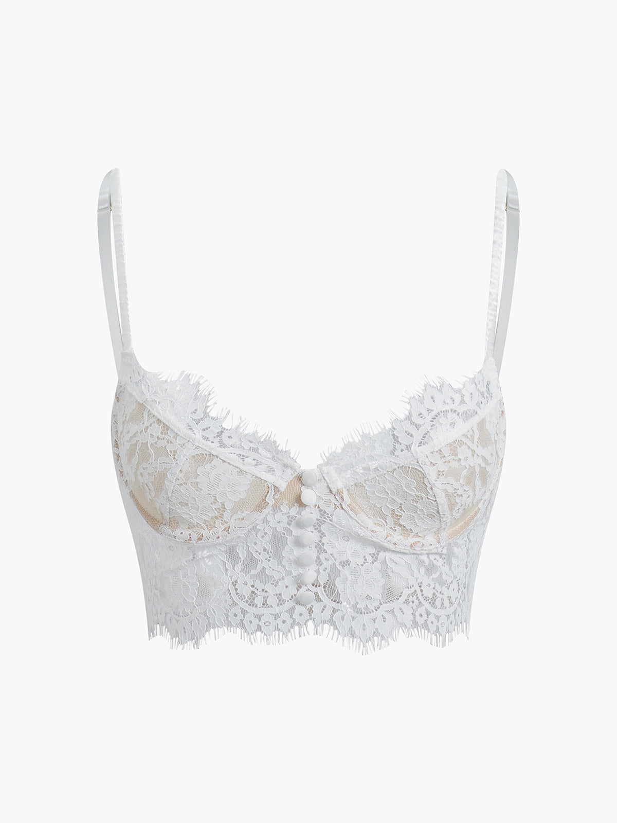 Semi-Sheer Double Hook Lace Crop Cami Top