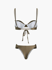 Solid Tie Back Two Piece Bikini Bathing Suit