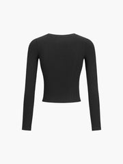 Button Down Long Sleeve Crop Shirt
