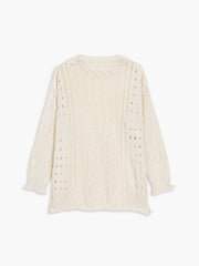 Semi-Sheer Leisure Eyelet Sweater