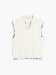 Contrast Stitches Trim Sweater Vest