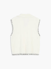 Contrast Stitches Trim Sweater Vest
