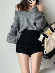 Solid High Waist Zip Shorts
