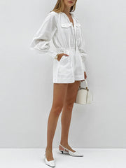Pure Cotton Pocket Short Jumpsuit