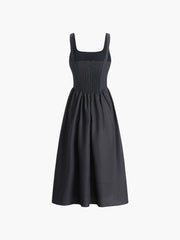 Cotton & Linen Knotted Cami Midi Dress