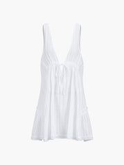 Semi-Sheer Pure Cotton Open Back Short Dress