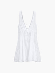 Semi-Sheer Pure Cotton Open Back Short Dress