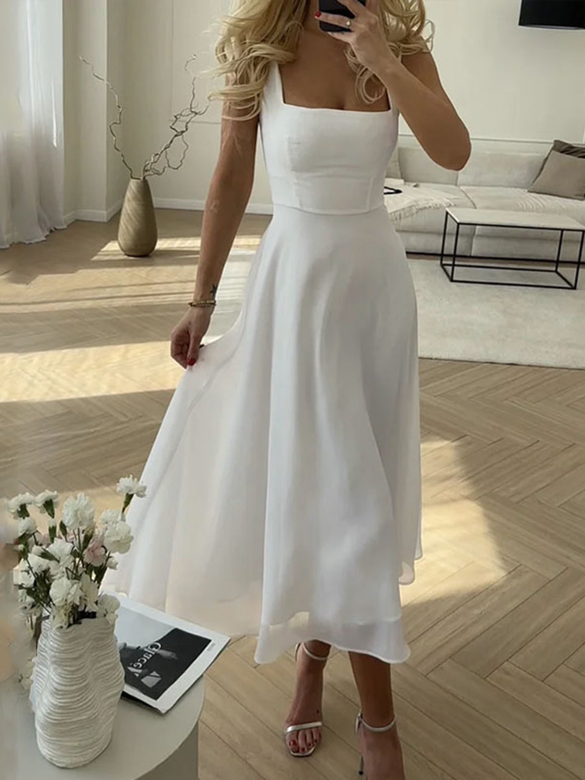 Semi-Sheer Cami Long Dress
