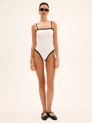 Contrast Binding Basic One Piece Swimsuit