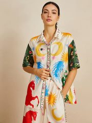 Casual Shift Linen Blend Style Print Pants Set