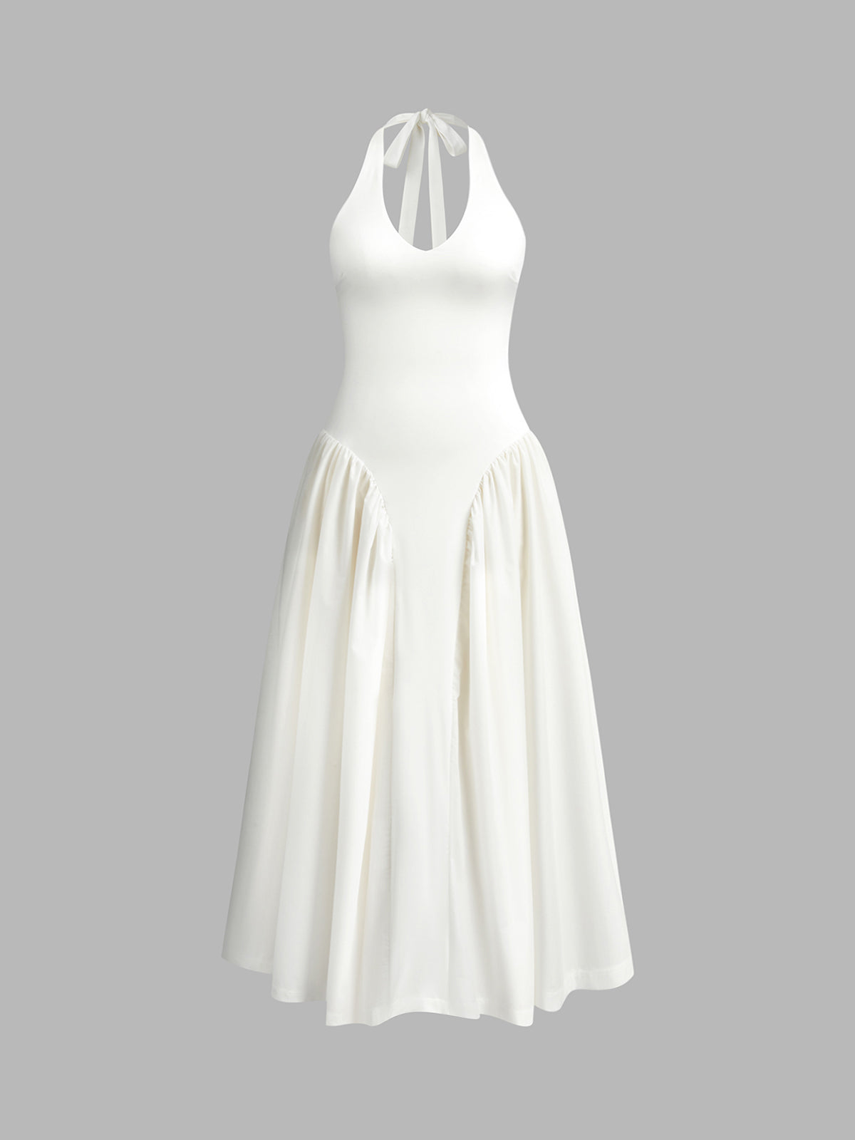 Semi-Sheer Halter Backless Low Cut Dress