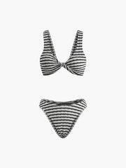 Knotted Stripe Knit Bikini Set