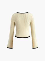 Contrast Trim Ribbed Sweater