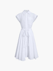 Cotton Blends Sleeveless Split Midi Dress