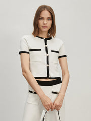 Contrast Trim Pockets Cardigan