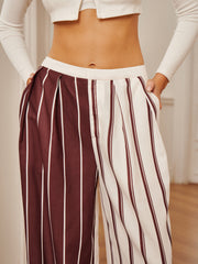Semi-Sheer Two Tone Pinstripe Pocket Pants