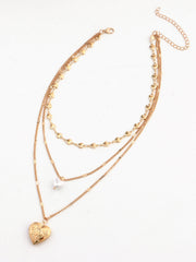 Triple Layered Heart Charm Necklace